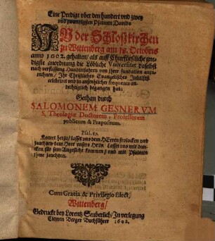Eine Predigt über Psalm 122 ... als die ... Universität Wittenberg ... ihr ... Jubelfest celebrirt ...