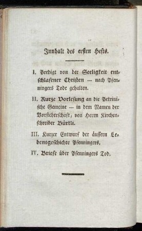 Innhalt des ersten Hefts