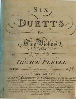 Six duetts for two violins : op. 36