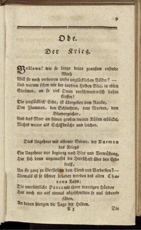 Ode. Der Krieg.