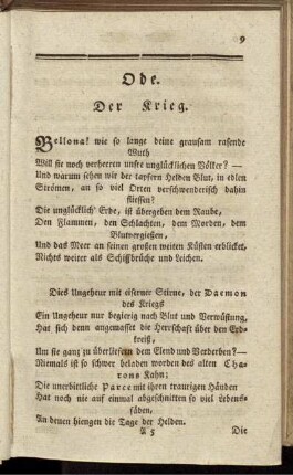 Ode. Der Krieg.