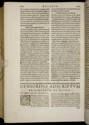 Censorino Adscriptum Fragmentum De Metris