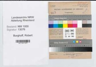 Entnazifizierung Robert Burghoff, geb. 05.05.1901 (Postsekretaer)