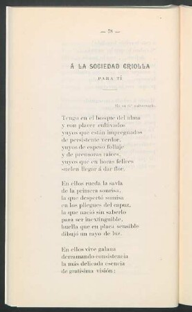 A la sociedad criolla : Para tí. En su 6.o aniversario