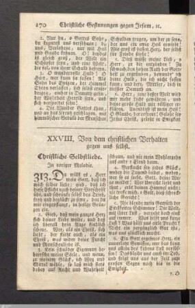 XXVIII. Von dem christlichen Verhalten gegen uns selbst.