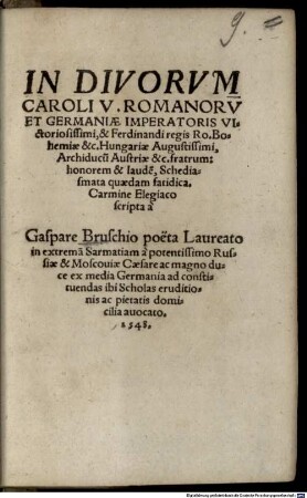 In Divorum Caroli V. ... Schediasmata quaedem ... fatidica