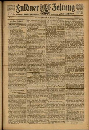 Erste Ausgabe vom Donnerstag, den 12. April 1906.