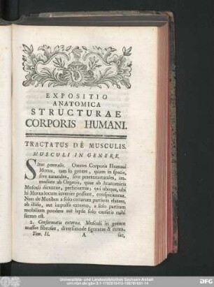 Expositio Anatomica Structurae Corporis Humani. Tractatus De Musculis.