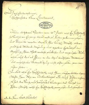 11) Bernstorff an Niebuhr, Kopenhagen, 24. August 1765
