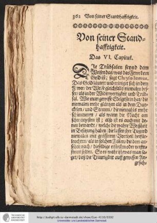 Von seiner Standhafftigkeit. Das VI. Capitul.