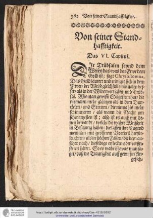 Von seiner Standhafftigkeit. Das VI. Capitul.
