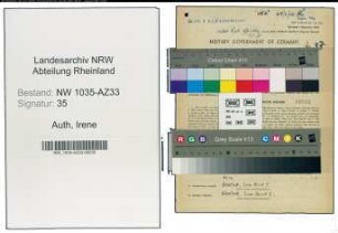 Entnazifizierung Irene Auth , geb. 24.03.1922 (Kaufmaennische Angestellte)