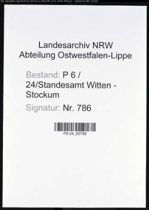 Sterberegister Standesamt Witten-Stockum