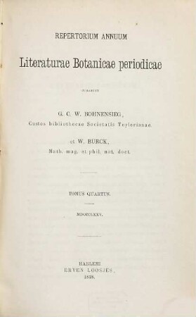 Repertorium annuum literaturae botanicae periodicae. 4. 1875 (1878)