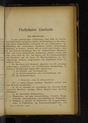 Fünfzehnter Abschnitt. Die Maschinen.