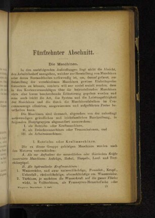 Fünfzehnter Abschnitt. Die Maschinen.