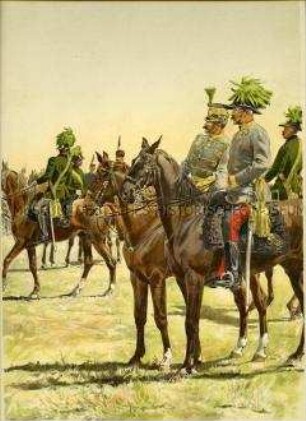 Uniformdarstellung, Generale und Generalstab zu Pferd, Österreich, 1860. Tafel 68 aus: Ottenfeld/Teuber: Die österreichische Armee.