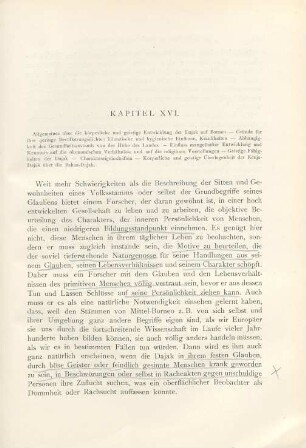 Kapitel XVI. Allgemeines über die körperliche und geistige Entwicklung der Dajak auf Borneo. - ...