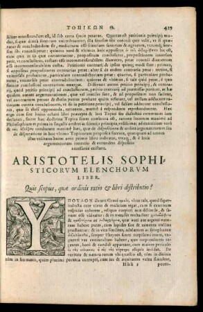 Aristotelis Sophisticorum Elenchorum Liber.