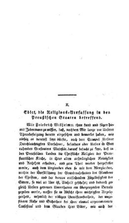 E. Edict, die Religions-Verfassung in den Preußischen Staaten betreffend