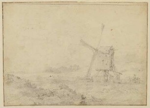 Landschaft mit einer Windmühle rechts