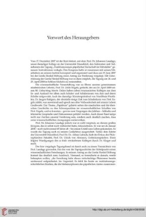 Vorwort des Herausgeber