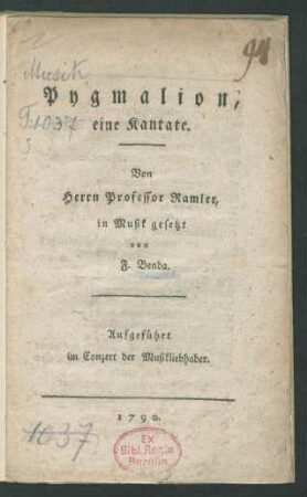 Pygmalion : eine Kantate