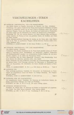 Vertäfelungen, Türen, Öfen (Nr. 287-304)