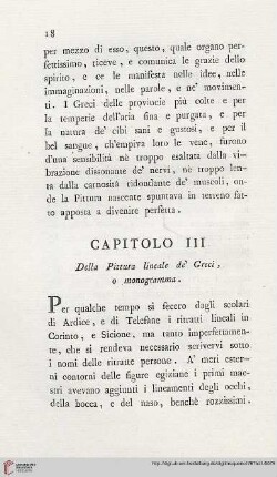 Capitolo III: Della Pittura lineale de´Greci, o monogramma