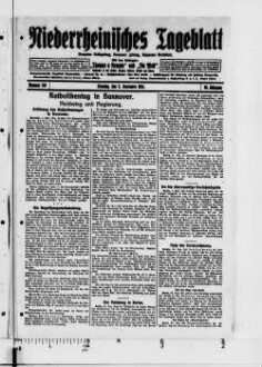 Niederrheinisches Tageblatt : Kempener Volkszeitung : Kempener Zeitung : Lobbericher Tageblatt : Heimatzeitung für den linken Niederrhein