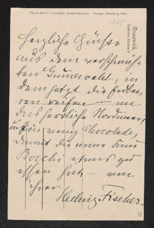 Brief von Hedwig Fischer an Margarete Hauptmann