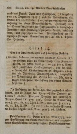 Titel 14. Von den Staatseinkuenften und fiscalischen Rechten