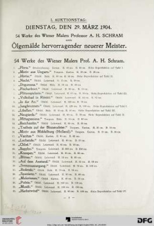 Ölgemälde hervorragender neuerer Meister (Nr. 1-166)