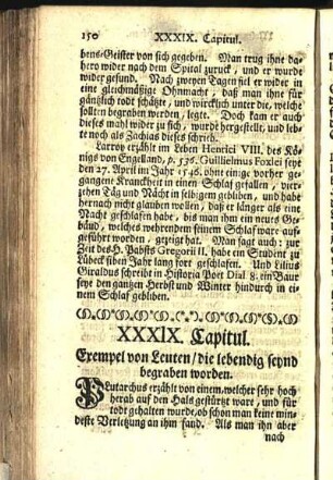 XXXIX. Capitul. Exempel von Leuten / die lebendig seynd begraben worden.