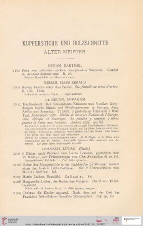 Kupferstiche und Holzschnitte alter Meister (Nr. 2102 - 2336)