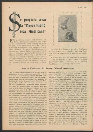 Se proyecta crear la "Nueva Biblioteca Americana"