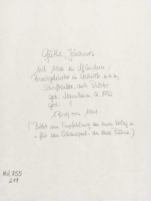 Brief von Johannes Güthe an Gustav Schwab