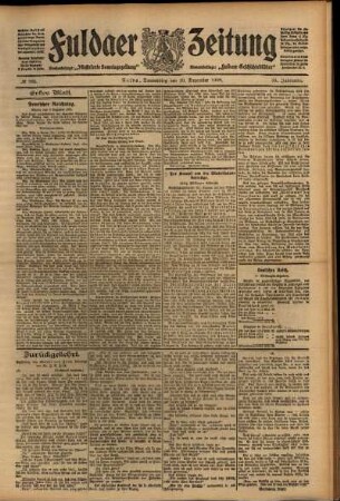 Erste Ausgabe vom Donnerstag, den 10. Dezember 1908.