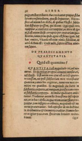 De Praedicamento Quantitatis.