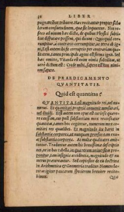 De Praedicamento Quantitatis.