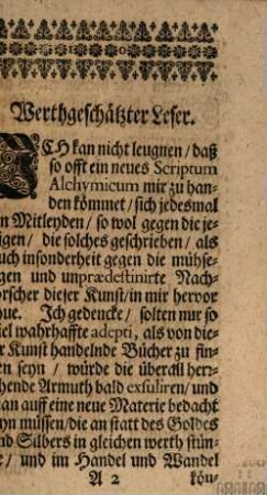 Unvorgreiffliche Gedancken Von Alchymischen Schrifften