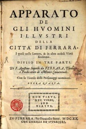 Apparato de gli huomini illustri della città di Ferrara