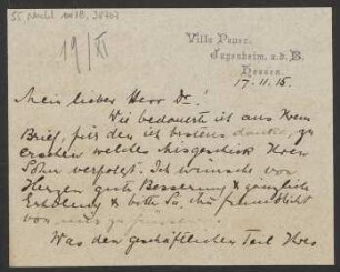 Brief an Ludwig Strecker  an B. Schott's Söhne : 17.11.1915