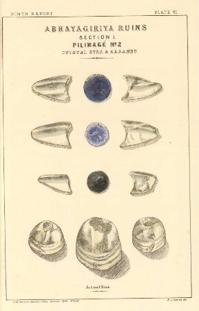Plate VI. Abhayagiriya ruins. Section I. Pilimagé No. 2. Crystal eyes & Karandu