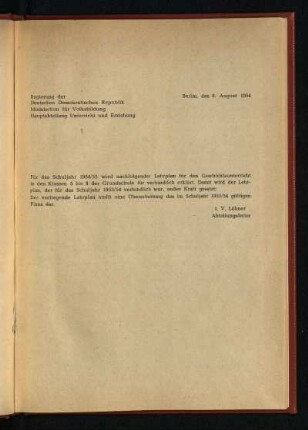 Für das Schuljahr 1954/55 ...