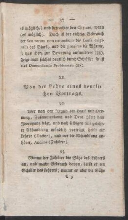 XII. Von der Lehre eines deutlichen Vortrags