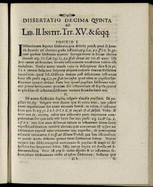 Dissertatio Decima Quinta.