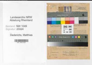 Entnazifizierung Matthias Dederichs , geb. 02.05.1890 (Bahnsekretaer)