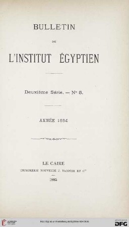 2.Ser. 5: Bulletin de l'Institut Egyptien