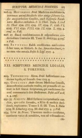 XXI. Scriptores medicinae legalis s. forensis